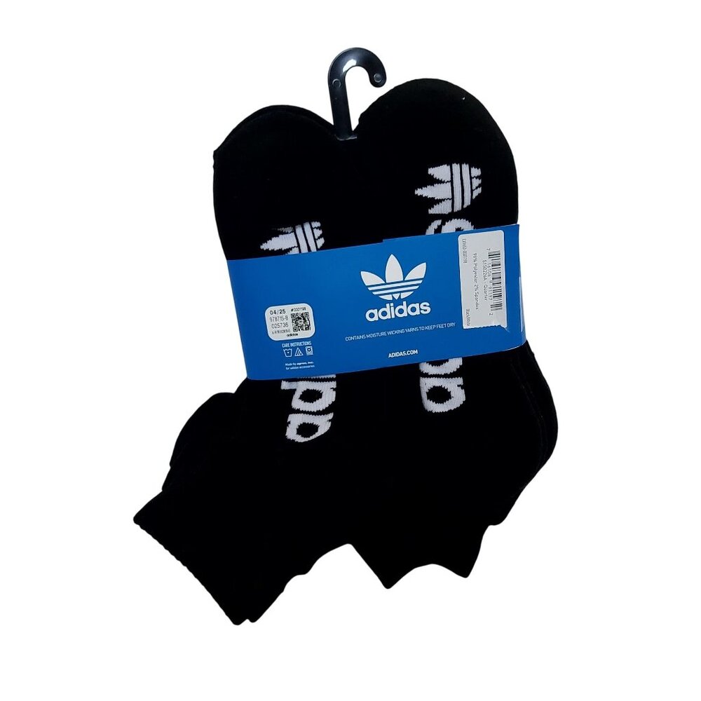 Adidas Mens Black  logo detailing Ribbed cuffs   Crew Socks Size 6-12 6-Pack - Picture 3 of 3